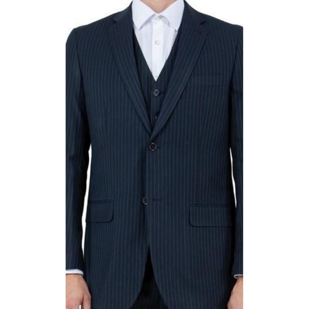 MARC MARTIN Super 120's Mens Blazer Sport Coat Pinstripe Two‎ Button Navy 46R